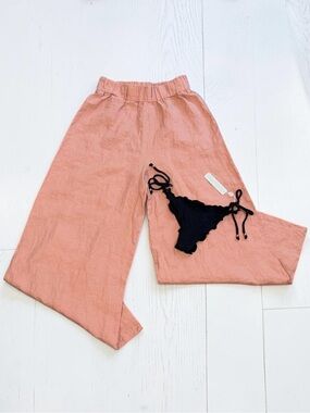 Vitamin A NWT 100% Linen Wide Leg Pants and Bikini Bottom Bundle Size Small